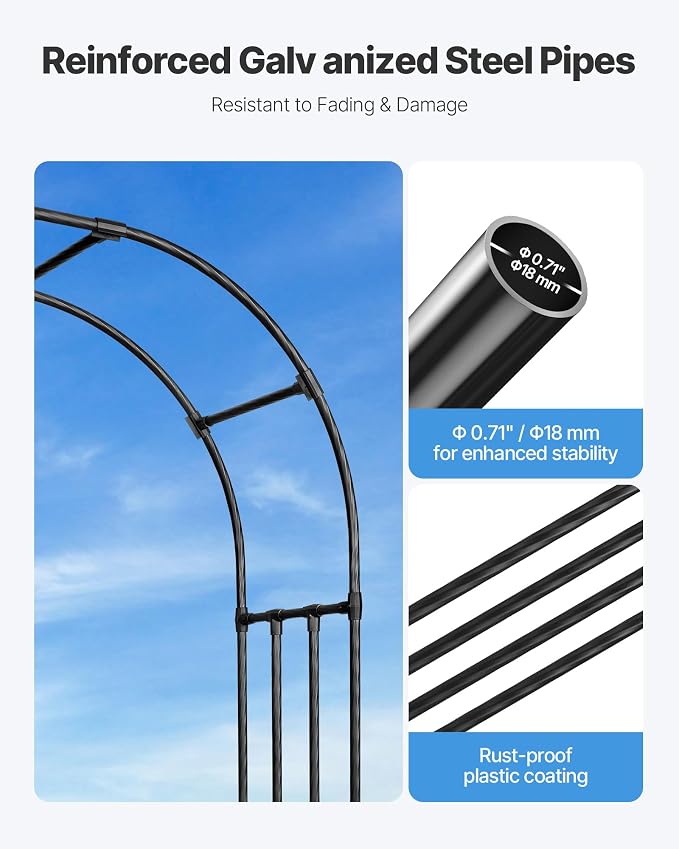 VEVOR Garden Arbor, 94.5 x 59 x 15.8 in Metal Archway, Sturdy Outdoor Trellis - Image 3