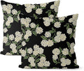 Black Spring Pillow Covers 20x20 Inch 2 Pcs Green Hydrangea Flower Decor Throw by DAFENA