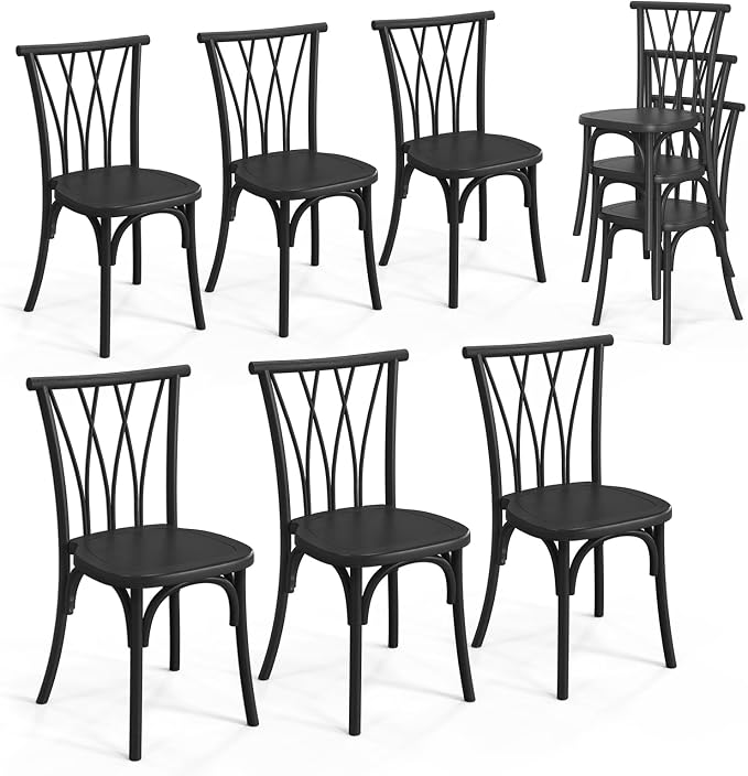 VINGLI Plastic Outdoor Dining Chairs Set of 6, Stackable Patio Dining Chairs by VINGLI