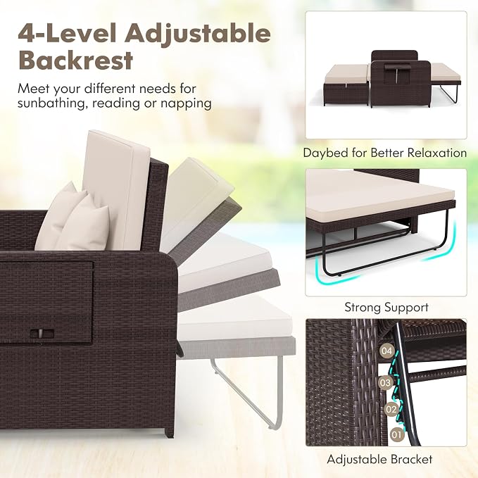 RELAX4LIFE Wicker Patio Outdoor Daybed - Image 3