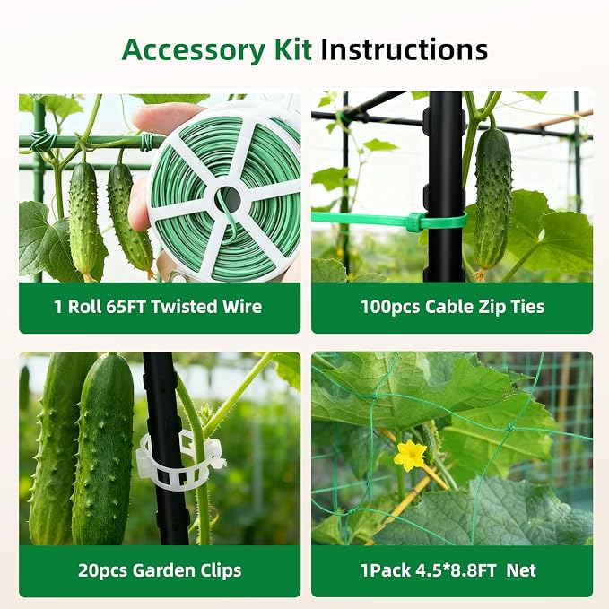 Cucumber Trellis for Raised Bed, U-Shape Garden Arch Metal Support for Climbing - Image 7