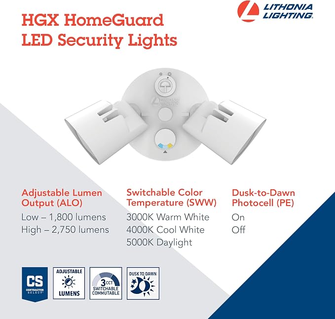 Lithonia Lighting HomeGuard 2-Light LED Outdoor Flood Lights, Outdoor LED Lights - Image 3