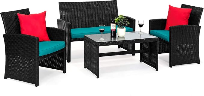 Best Choice Products 4-Piece Outdoor Wicker Patio Conversation Furniture Set by BestChoiceProducts