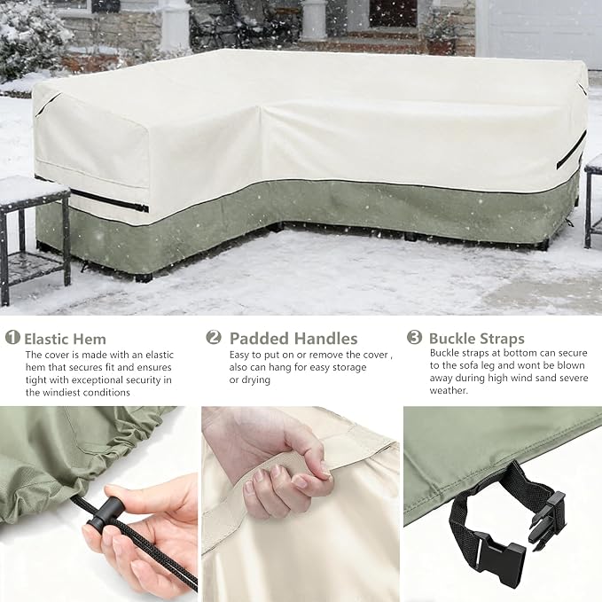 okcool Outdoor Sectional Sofa Cover Waterproof-L-Shaped Patio Furniture Covers - Image 4