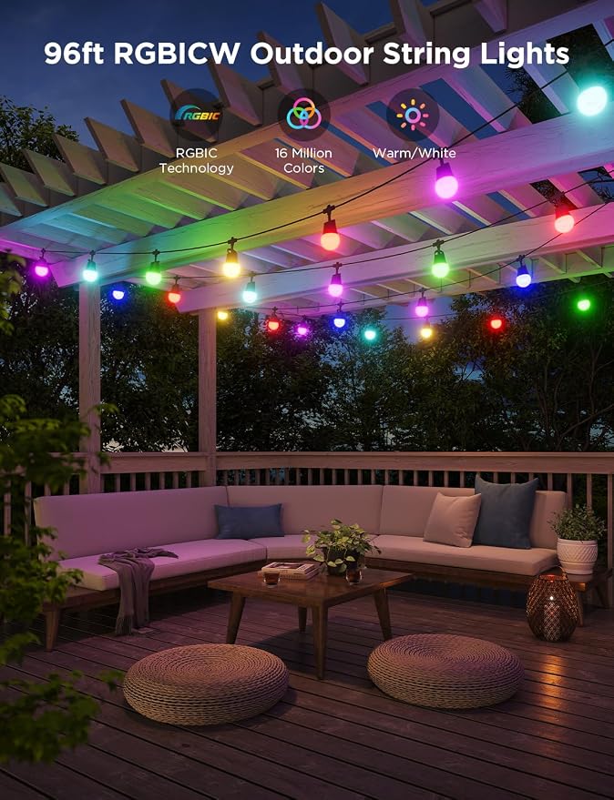 Govee Smart Outdoor String Lights 2, 96ft RGBIC Outdoor Lights - Image 3