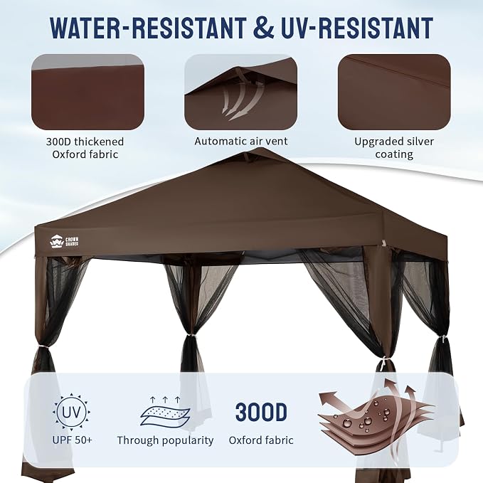 CROWN SHADES Gazebo 10x10 Pop Up Canopy - Image 4
