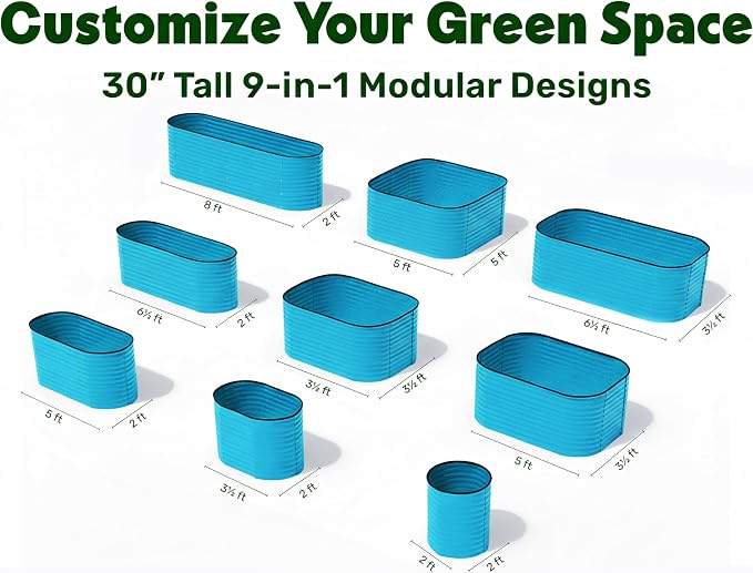 9-in-1 Galvanized Raised Garden Beds Outdoor // 8×2×2.5 ft Modular Planter - Image 2