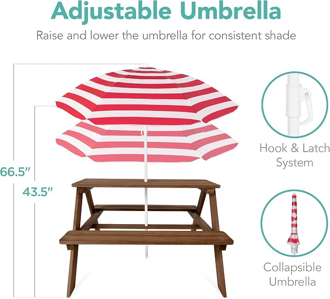 Best Choice Products Wooden Kids Picnic Table - Image 7