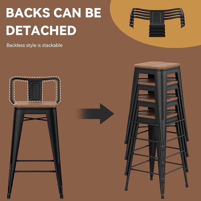 Yongchuang 26" Metal Barstools Set of 2 Counter Bar Stools - Image 6