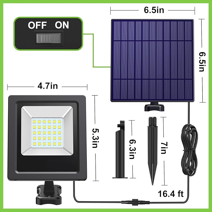 Solar Lights Outdoor Solar Flood Dusk to Dawn Lights 4400mAh 3000K Warm White - Image 4