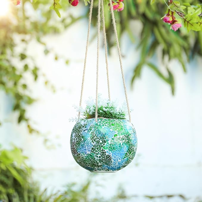 Hanging Planter Mosaic Garden Pot Small Flower Pot - Image 6