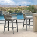 PURPLE LEAF Outdoor Counter Height Bar Stools Set of 2 Patio Metal Modern by PURPLELEAF