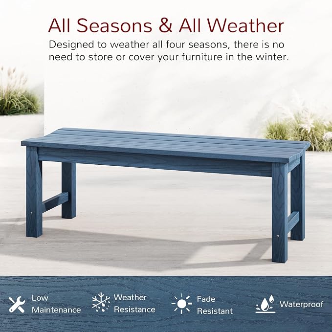 Stoog Outdoor Benches Set of 2, 2-Person Patio Dining Bench, Waterproof HIPS - Image 4