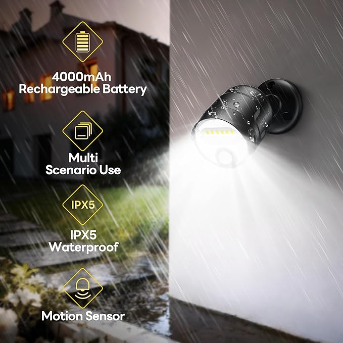 Rechargeable Battery Operated Motion Sensor Light, 4000mAh Battery Powered - Image 2