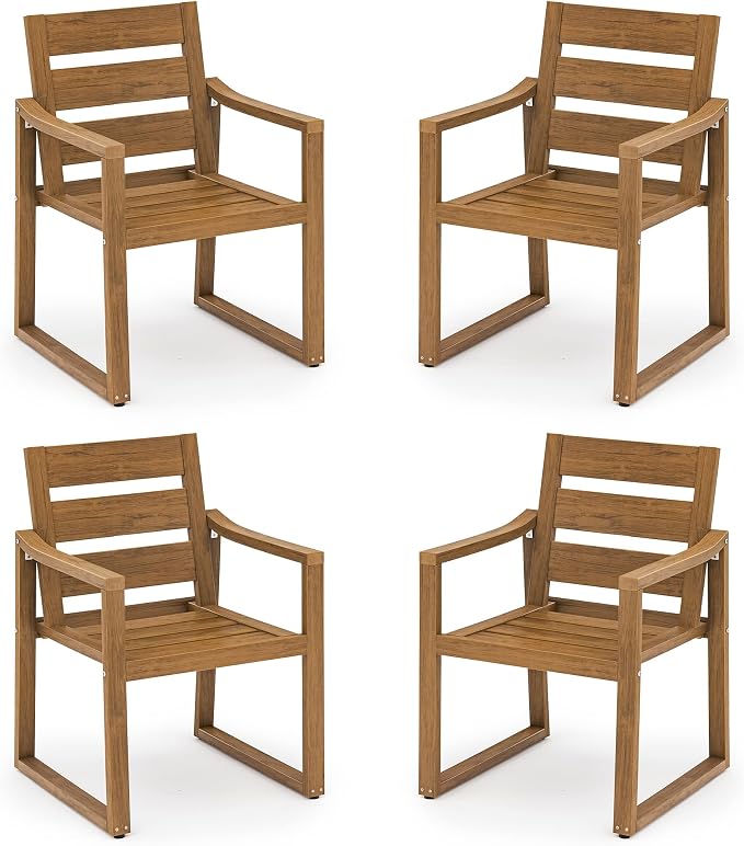 HDPS Outdoor Dining Chairs Set of 4, Patio Dining Chairs by COZYMAN