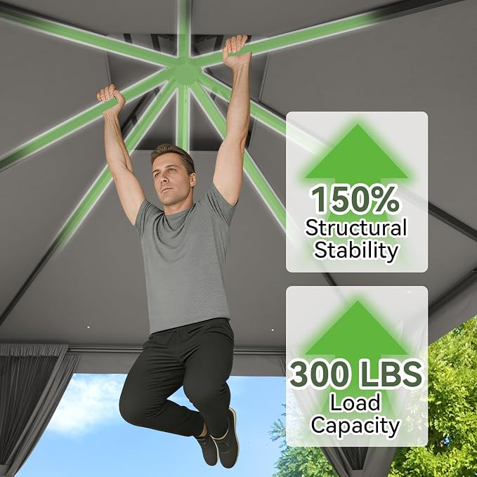 Aoxun Outdoor Gazebo for Patio 10x10, Metal Frame Canopy - Image 4