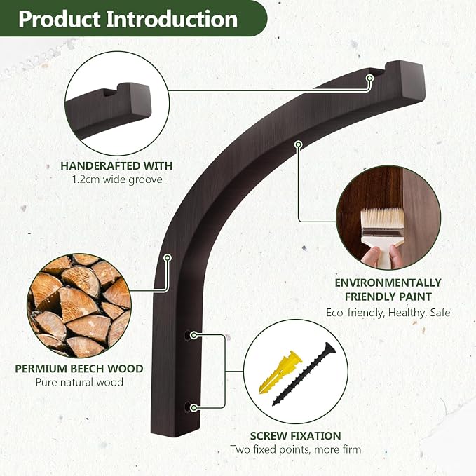 Stylish Wooden Plant Hanger – 2 Pack, 8-Inch Indoor/Outdoor Wall Hooks - Image 5