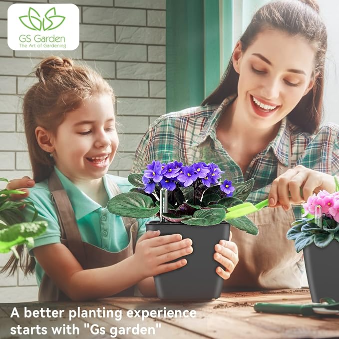 Self Watering Planters for Indoor Plants 5 inch 3 Pack Grey Planter - Image 5