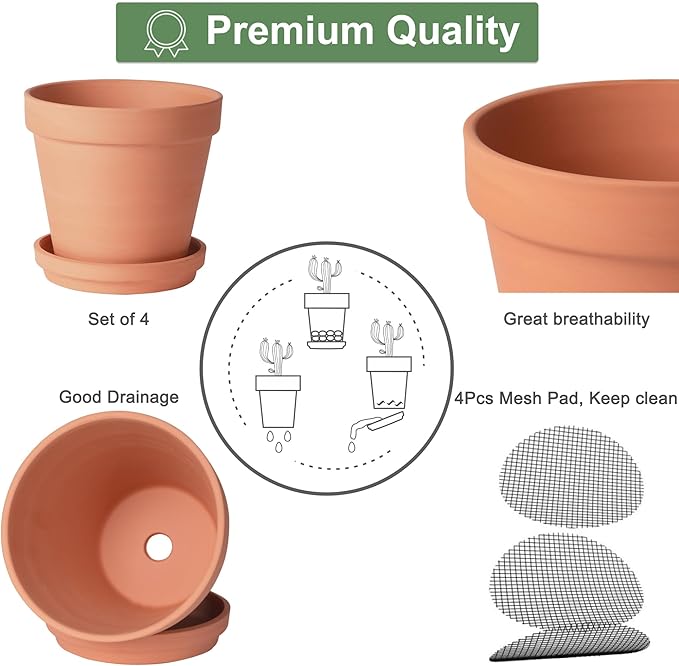 Orceler 6 inch Terracotta & Clay Pots - Image 3
