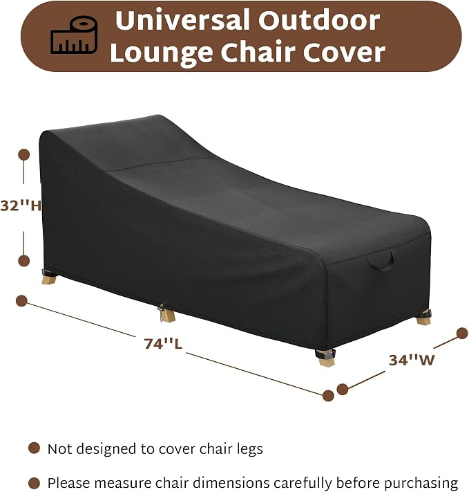 iBirdie Outdoor Lounge Chaise Chair Cover 74L x 34W x 32H inch Waterproof Patio - Image 2