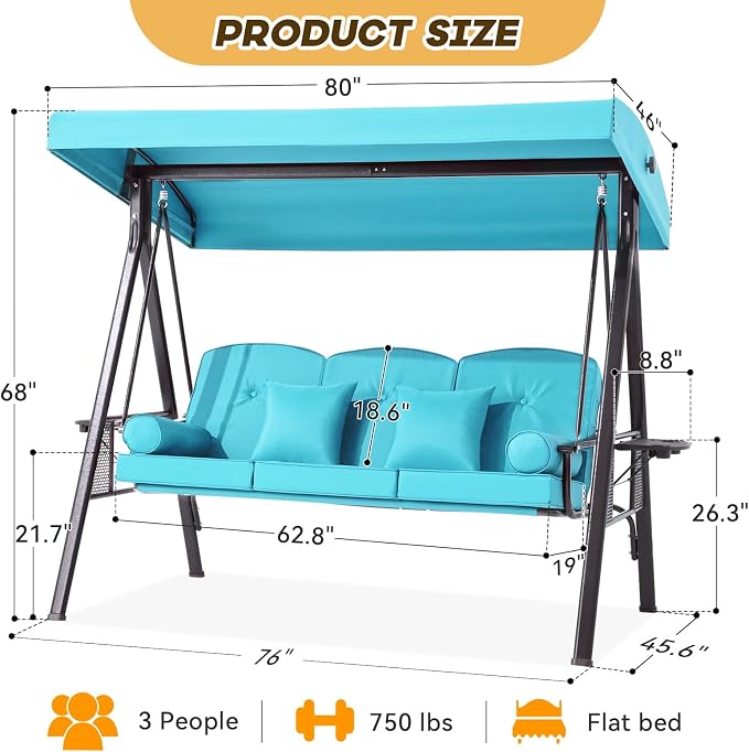 3 in 1 Outdoor Porch Swing - Image 8