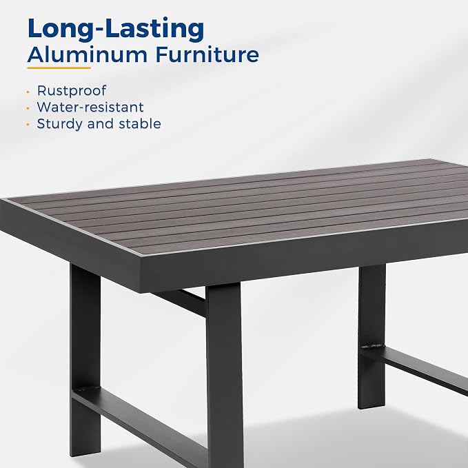 Wisteria Lane Aluminum Outdoor Patio Furniture Dining Table, All-Weather - Image 5