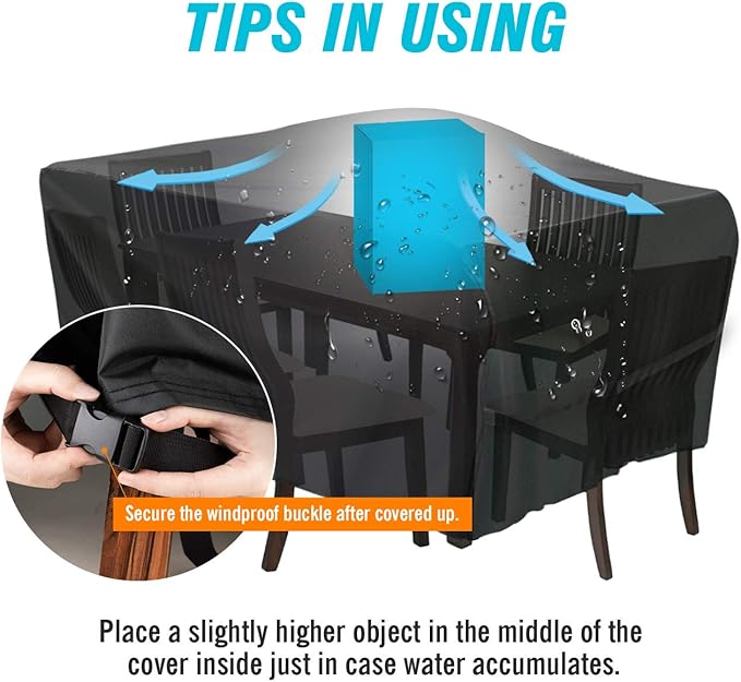 Velway Patio Table Cover Rectangle Waterproof Patio Furniture Cover - Image 5