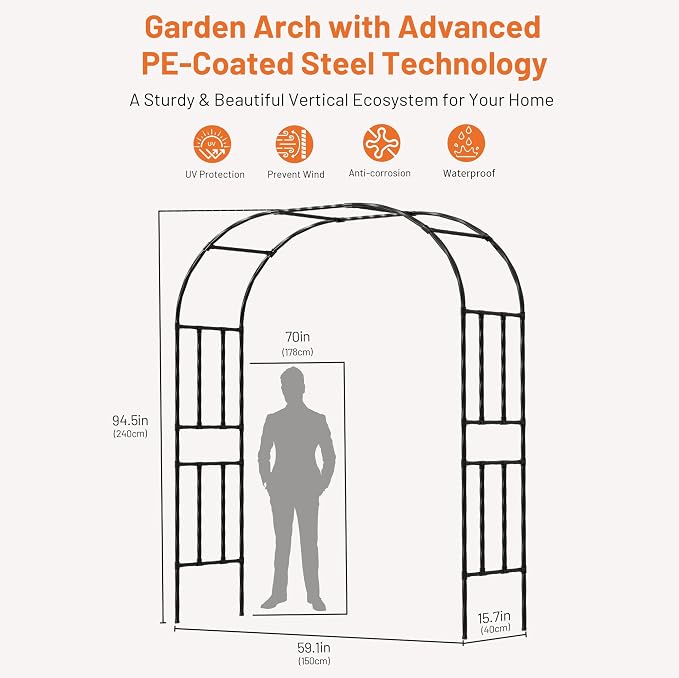 Garden Arch, 94.5’’x59.1’’ Arbor Trellis, Garden Arch Trellis - Image 2