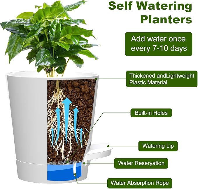 Self Watering Pots, 4 inch Flower Pots - Image 4