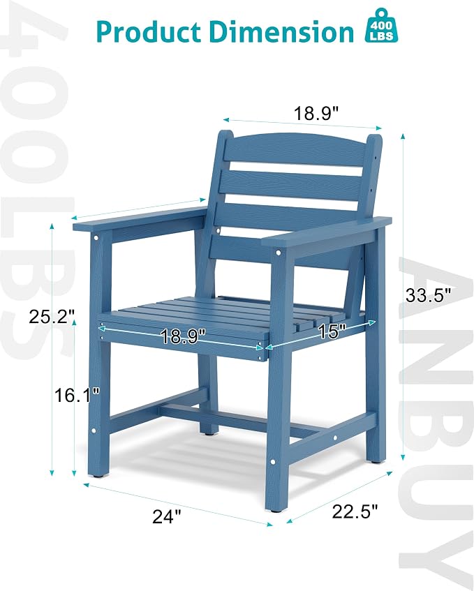 Anbuy Patio HDPE Dining Table Sets, Patio Dining Chairs Set of 2 - Image 2