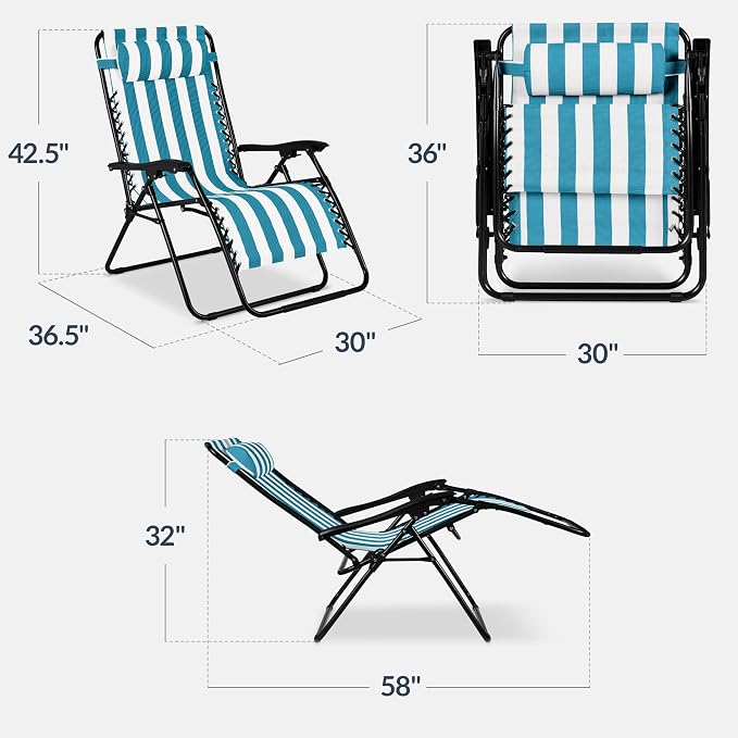 Best Choice Products Set of 2 Extra Wide Adjustable Steel Mesh Zero Gravity - Image 3