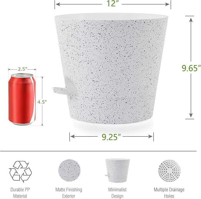 Self Watering Pots for Indoor Plants, 12 inch Planters - Image 2
