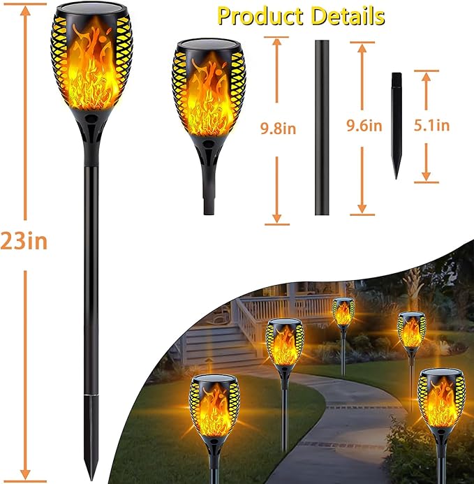 Upgraded 8 Pack Super Larger Size Solar Torch Lights - Image 7