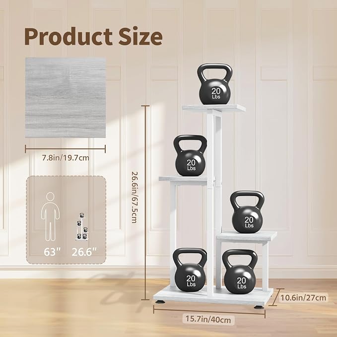 LASZOLA White 4 Tiered Wood Plant Stand Indoor - Image 2