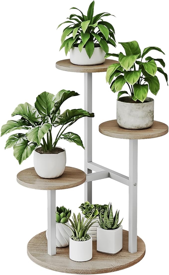 Plant Stand Indoor 4 Tier 5 Potted Multiple Flower Pot Holder by INGIORDAR