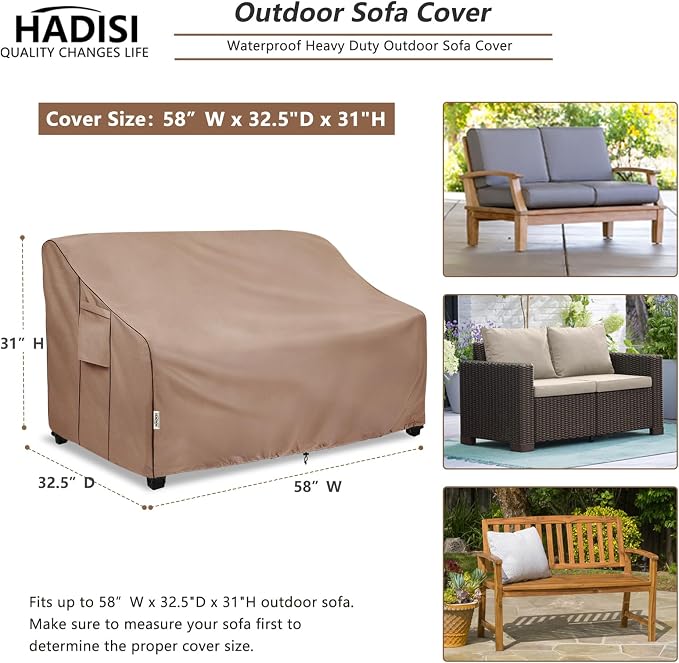 2-Seater Heavy Duty Patio Bench Loveseat Cover, 100% Waterproof Outdoor Sofa - Image 2