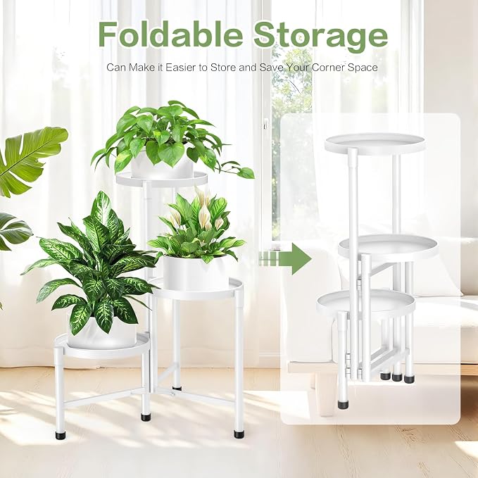 3 Tier Metal Corner Plant Stand Indoor Outdoor, Heightened widened 30 in Tall - Image 5