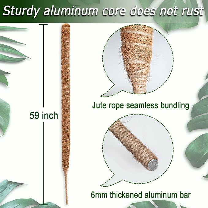 Moss Pole for Plants Monstera, 59 Inch Tall Bendable Moss Poles for Climbing - Image 2