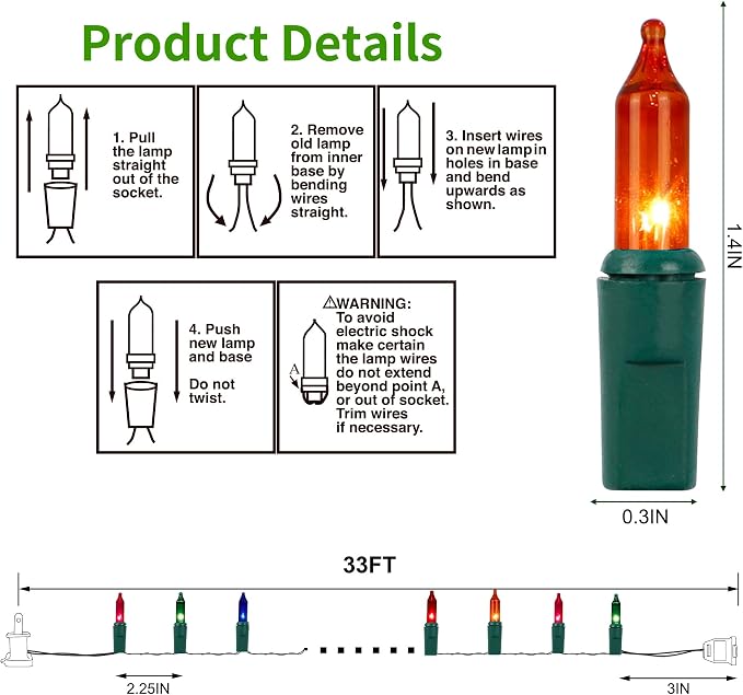 3 Sets Christmas Lights, 120V UL Certified Connectable Xmas Tree Light - Image 4