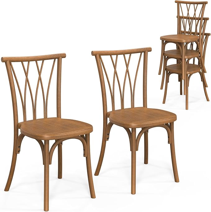 VINGLI Plastic Outdoor Dining Chairs Set of 2, Stackable Patio Dining Chairs by VINGLI
