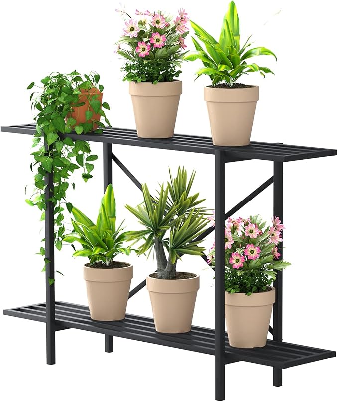 Zhongma 2 Tier Metal Sturdy Heavy Plant Stand, Narrow Plant Stand Indoor and - Image 3
