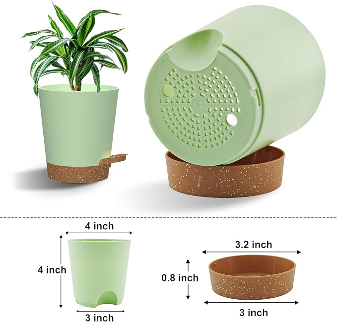 Self Watering Pots, 4 inch Flower Pots - Image 2