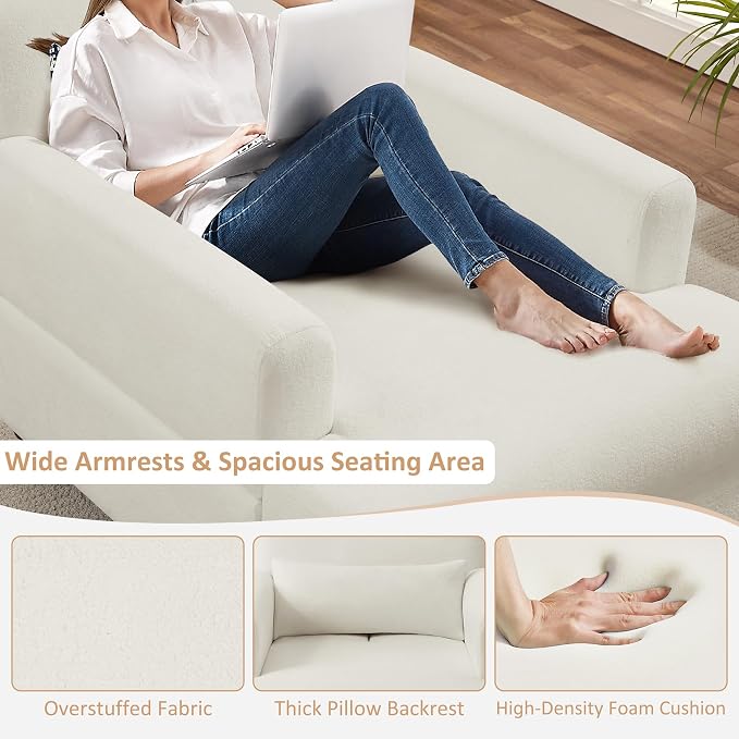 Oversized Chaise Lounge Chair Set of 2, Cloud Fluffy Chaise Sofa Recliner - Image 4