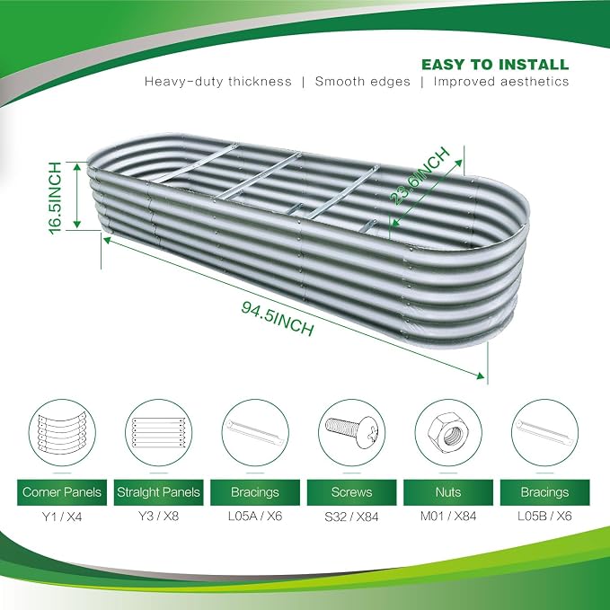 Gardmax Galvanized Raised Garden Bed, Lightweight Planter Boxes Outdoor - Image 3
