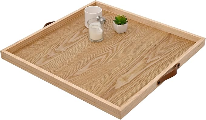 SwallowLiving 24 x 24 Inches Extra Large Square Wood Ottoman Tray - Image 3