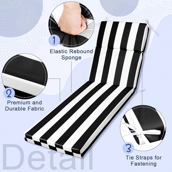 1 Pcs Indoor Outdoor Chaise Lounge Cushions Sponge Bench Outdoor Furniture - Image 3