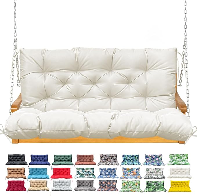 Porch Swing Cushion with Backrest, Waterproof Bench Cushion by NANGELRN
