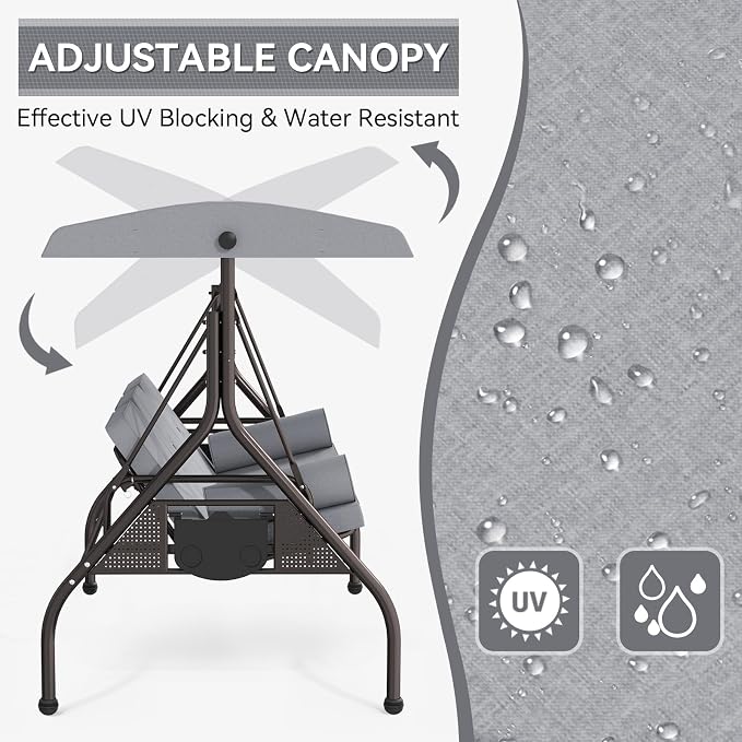 Oakcloud 3-Seat Outdoor Porch Swing - Image 4