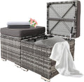 2-Pieces Patio Rattan Ottomans，All-Weather Rattan Wicker Multipurpose Outdoor by SUNNYMALL