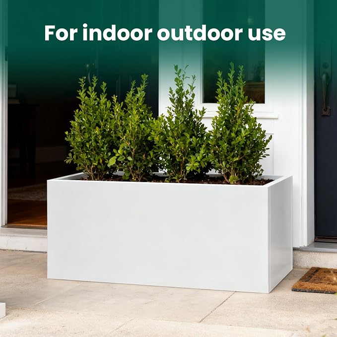 Metal Rectangular Planter Galvanized Steel Rectangle Planter White Planters Box - Image 2